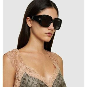 NEW Gucci GG1402S 001 Black Grey Women Square Sunglasses GG 1402S